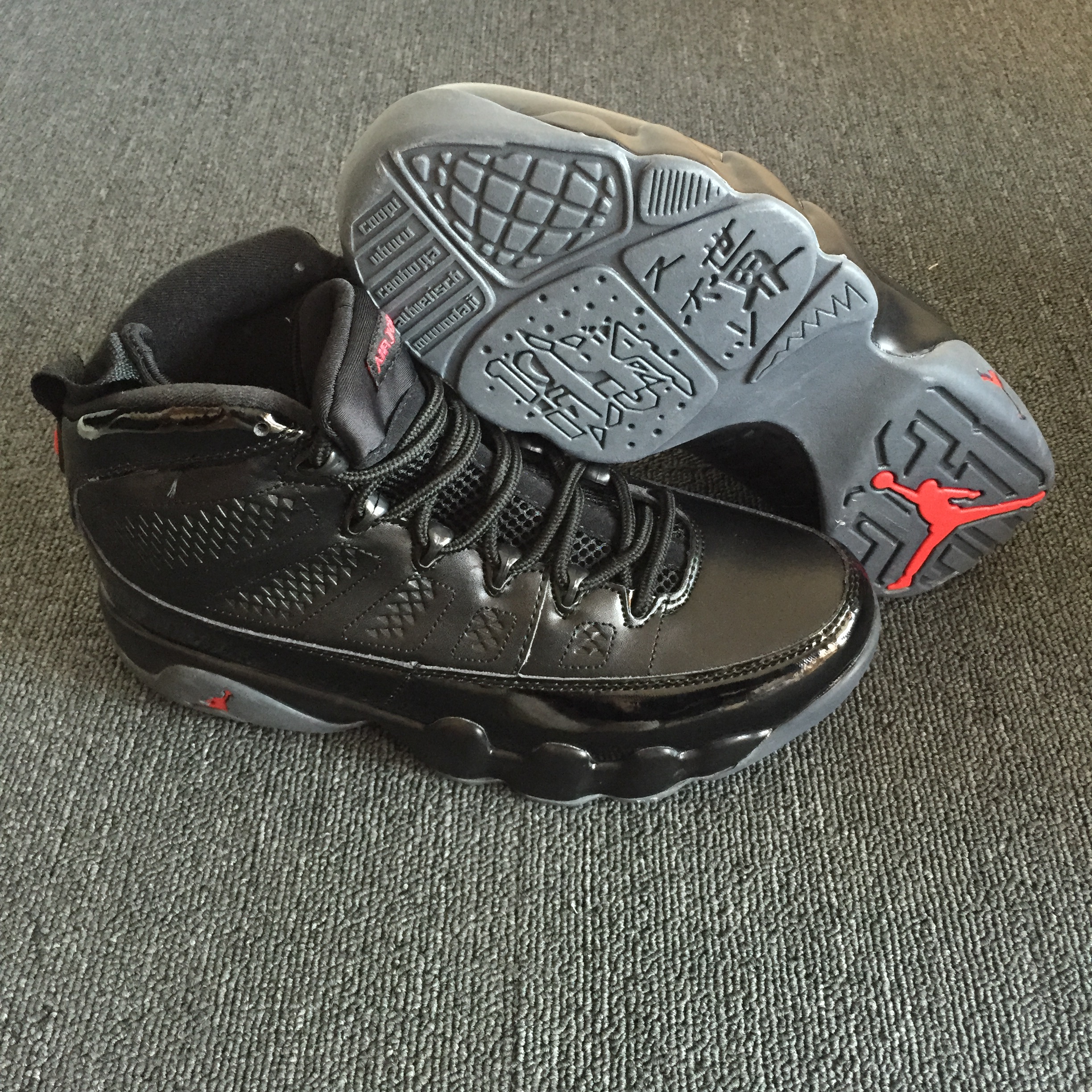 New Air Jordan 9 Retro Black Red Grey Shoes - Click Image to Close